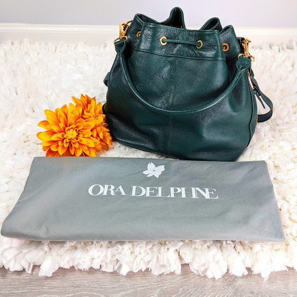 ORA DELPHINE Green Genuine Leather Bucket Bag - Picture 2 of 8